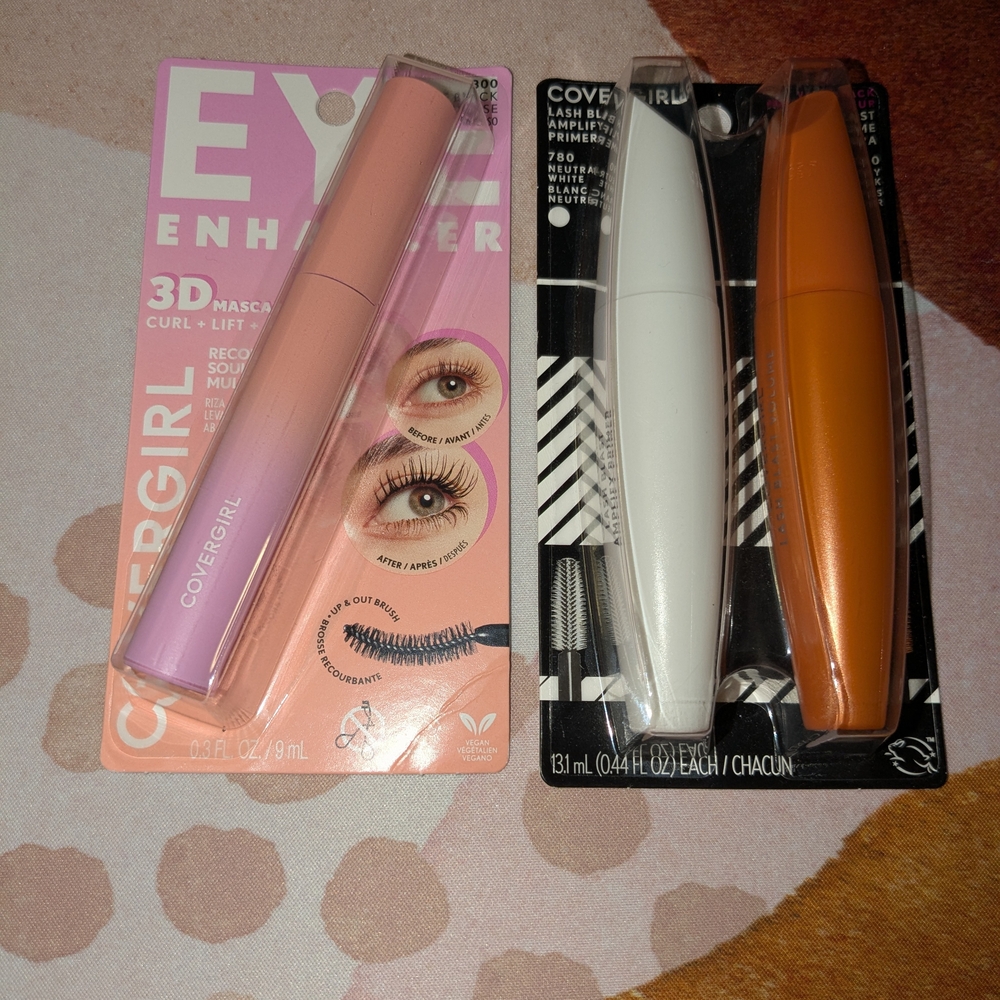 CoverGirl Eye Enhancer & Lash Blast Mascara 3pc Bundle - Primer & Black Mascaras